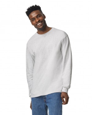 Ash Grey Men's Gildan 2400 Long Sleeve T-Shirts | NYZV80271