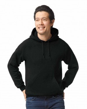 Black Men's Gildan 18500 Hoodie Sweatshirt | IHTS62703