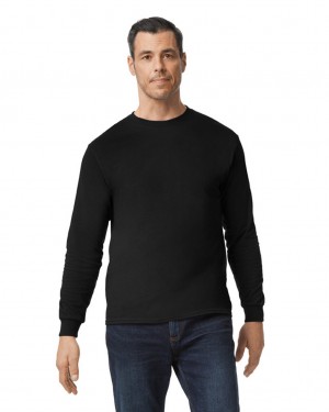 Black Men's Gildan 5400 Long Sleeve T-Shirts | XHSA36741