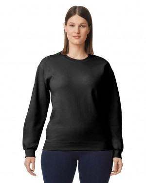 Black Women's Gildan SF000 Midweight Fleece Crewneck Sweatshirt | AGYR59178