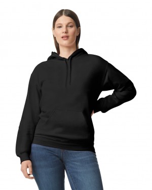 Black Women's Gildan SF500 Midweight Fleece Hoodie | KXQU64907