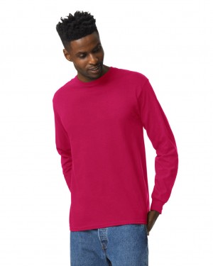 Cardinal Red Men's Gildan 2400 Long Sleeve T-Shirts | LARH45397