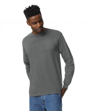 Charcoal Men's Gildan 2400 Long Sleeve T-Shirts | TXHG07968