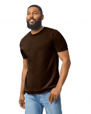 Dark Chocolate Men's Gildan 64000 T-Shirts | ZIMB14287