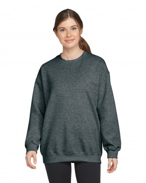 Dark Heather Women's Gildan SF000 Midweight Fleece Crewneck Sweatshirt | YJPM49582