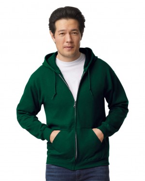 Forest Green Men's Gildan 18600 Full Zip Hoodie Sweatshirt | RBGK82703