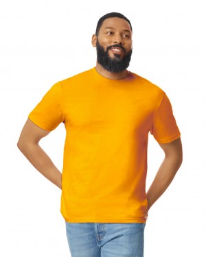 Gold Men's Gildan 64000 T-Shirts | SZAX95846