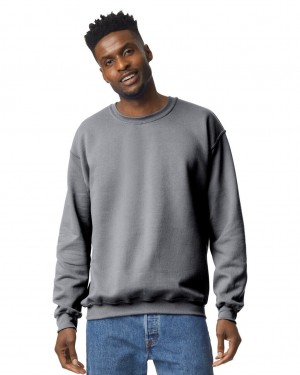 Graphite Heather Men's Gildan 18000 Crewneck Sweatshirt | AVIP61045