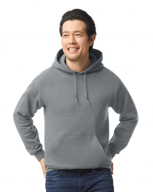 Graphite Heather Men's Gildan 18500 Hoodie Sweatshirt | BUMH09312