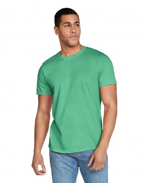 Heather Irish Green Men's Gildan 64000 T-Shirts | LEZF56832