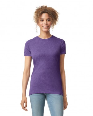 Heather Purple Women's Gildan 64000L T-Shirts | IJQB89574