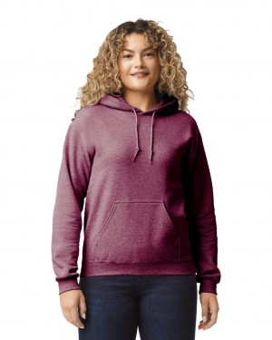 Heather Sport Dark Maroon Women's Gildan 18500 Hoodie Sweatshirt | TDXF39852