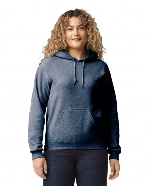 Heather Sport Dark Navy Women's Gildan 18500 Hoodie | FHZR24975