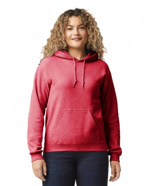 Heather Sport Scarlet Red Women's Gildan 18500 Hoodie | HWOB78360