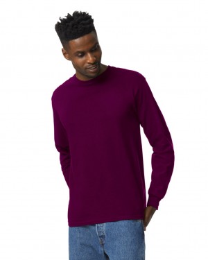 Maroon Men's Gildan 2400 Long Sleeve T-Shirts | GFXK09175