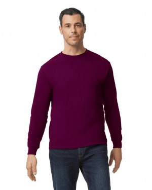 Maroon Men's Gildan 5400 Long Sleeve T-Shirts | MFZR32497