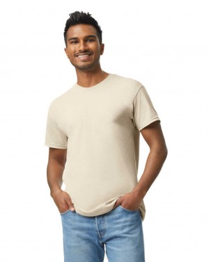 Natural Men's Gildan 5000 T-Shirts | GNBH87391