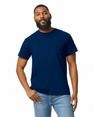 Navy Men's Gildan 2300 with Pocket T-Shirts | IYWS41835