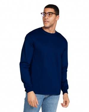 Navy Men's Gildan 2400 Long Sleeve T-Shirts | PDSZ50972