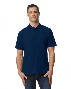 Navy Men's Gildan 64800 Pique Polo | TZYA06943