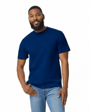 Navy Men's Gildan 65000 Midweight T-Shirts | EFQY35214