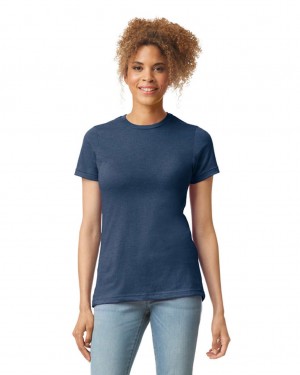 Navy Mist Women's Gildan 67000L CVC T-Shirts | NWCJ81476