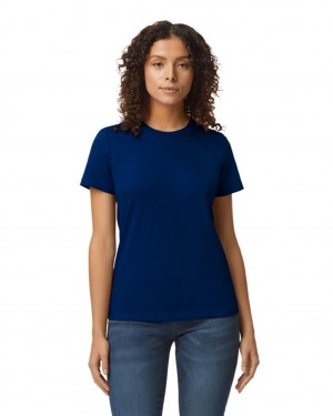 Navy Women's Gildan 65000L Midweight T-Shirts | CEOR95184