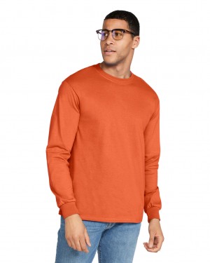 Orange Men's Gildan 2400 Long Sleeve T-Shirts | GQJT58329