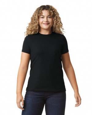 Pitch Black Women's Gildan 67000L CVC T-Shirts | UNPQ76143