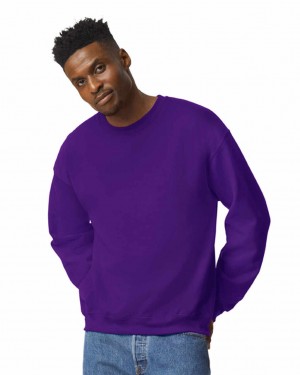 Purple Men's Gildan 18000 Crewneck Sweatshirt | VYMJ97460