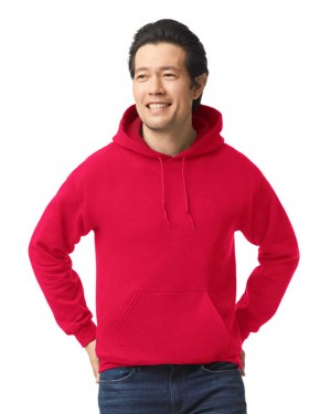 Red Men's Gildan 18500 Hoodie Sweatshirt | SWGY21709