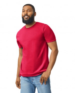 Red Men's Gildan 64000 T-Shirts | SQIC52384