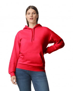 Red Women's Gildan SF500 Midweight Fleece Hoodie | CHWS83062