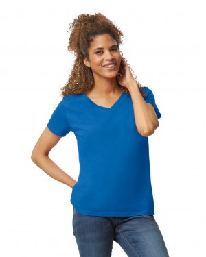 Royal Women's Gildan 5V00L V-Neck T-Shirts | VMTQ45093