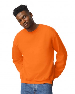 S Orange Men's Gildan 18000 Crewneck Sweatshirt | EPNT85216