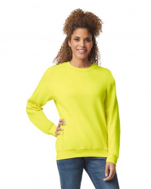 Safety Green Women's Gildan 18000 Crewneck Sweatshirt | XSJG15920