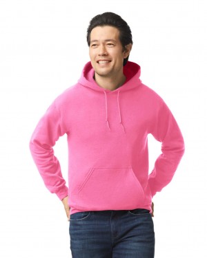 Safety Pink Men's Gildan 18500 Hoodie Sweatshirt | RXJL80691