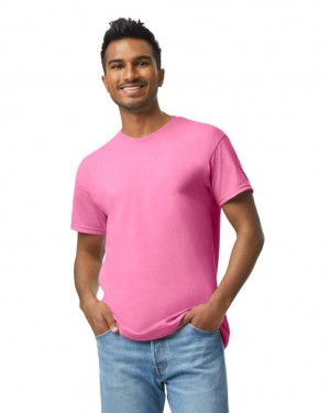 Safety Pink Men's Gildan 5000 T-Shirts | QRIS17843