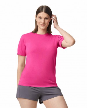 Safety Pink Women's Gildan 42000 T-Shirts | QJDE61527