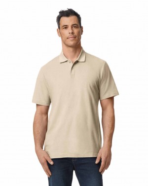 Sand Men's Gildan 64800 Pique Polo | NLGF94735