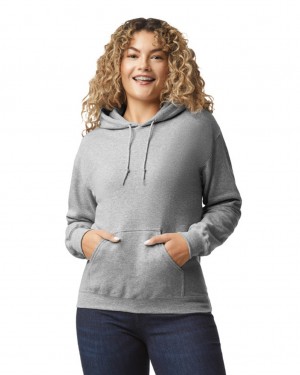 Sport Grey Women's Gildan 18500 Hoodie | XJUM74129