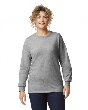 Sport Grey Women's Gildan 2400 Long Sleeve T-Shirts | TUXM90265