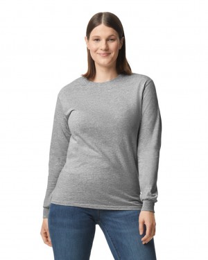 Sport Grey Women's Gildan 5400 Long Sleeve T-Shirts | YXNO10594