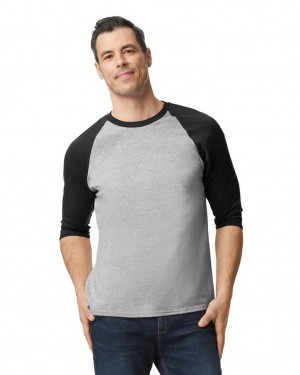 Sport Grey / Black Men's Gildan 5700 3/4 Raglan T-Shirts | VHCP47693