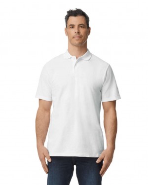 White Men's Gildan 64800 Pique Polo | QHRK38901