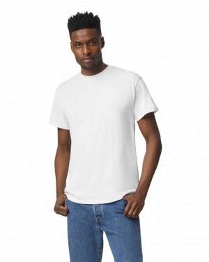 White Men's Gildan 8000 T-Shirts | HURK25647