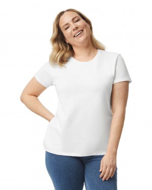 White Women's Gildan 5000L T-Shirts | RMZW20387