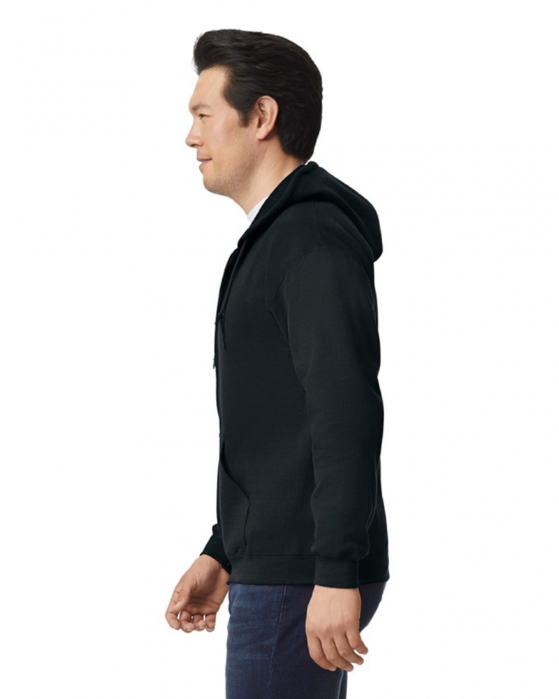 Black Men's Gildan 18600 Full Zip Hoodie | QBMU43815