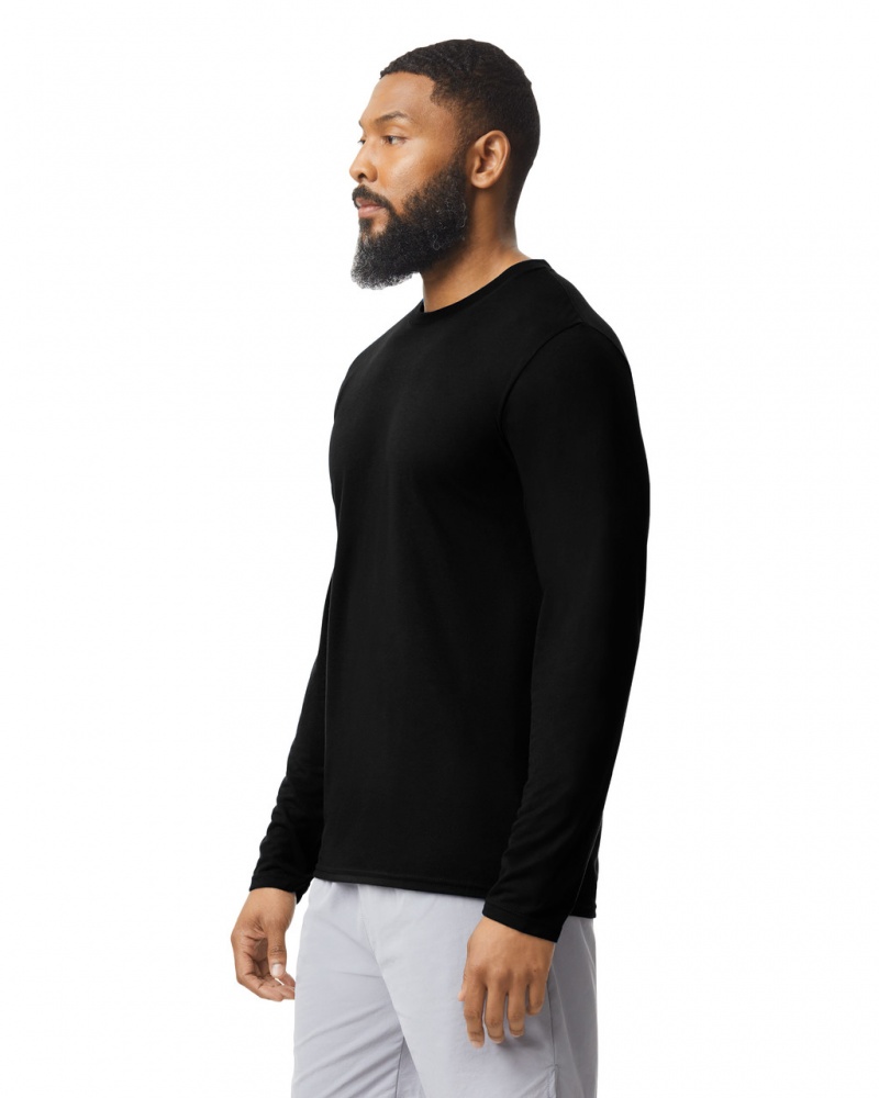 Black Men's Gildan 42400 Long Sleeve T-Shirts | LAUE32198