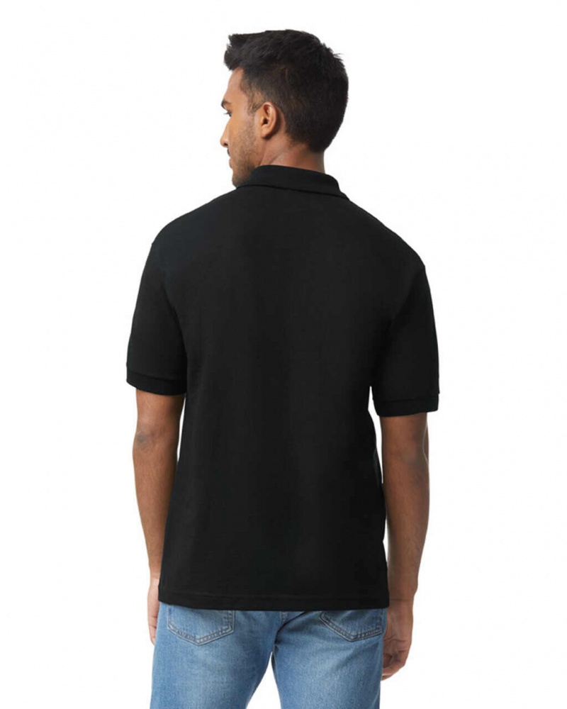 Black Men's Gildan 8800 Polo | SZAR75493